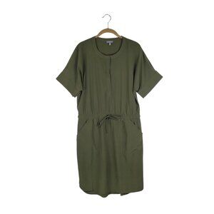 Talbots Lightweight Stretch Stand Collar Dress Olive Green Blouson UPF Size M